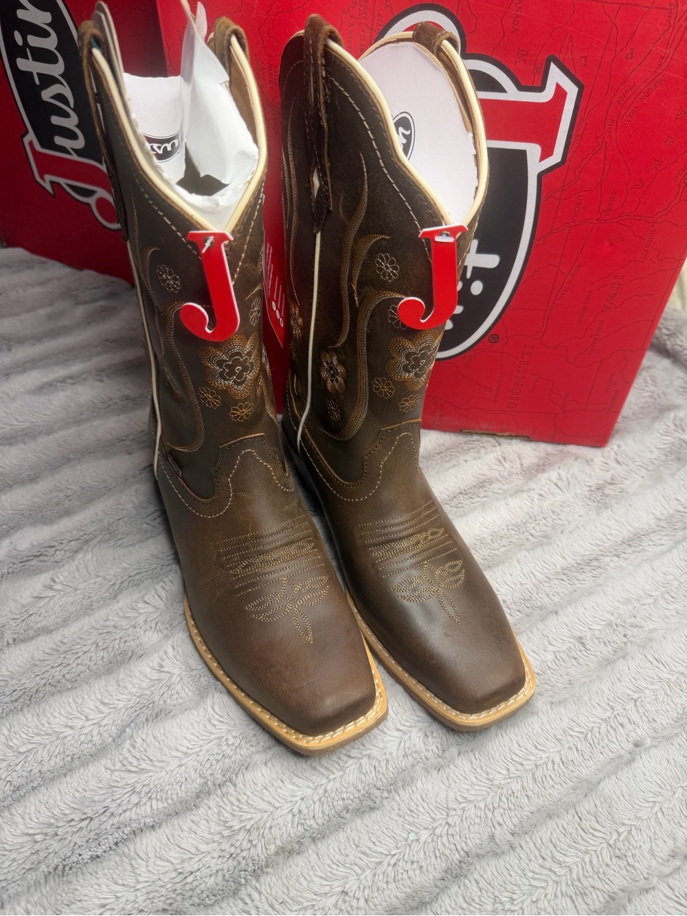 NEW Justin Boots Women's Jesse Brown Western Cowgirl Boots - Square Toe 8 B - Picture 5 of 9